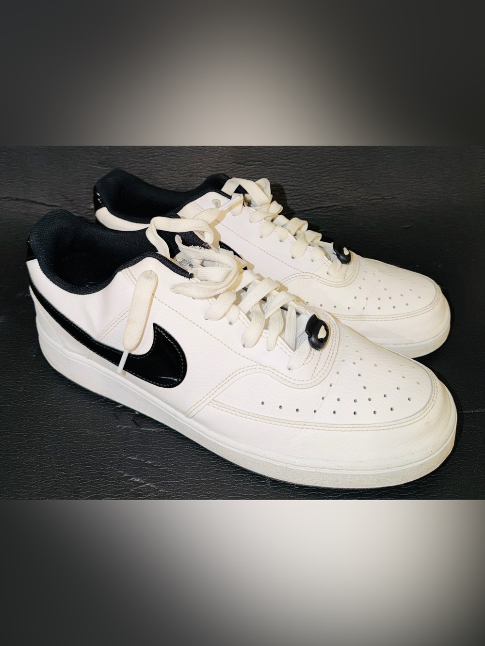 Nike Men’s White and Black Low-Top Swoosh Sneakers